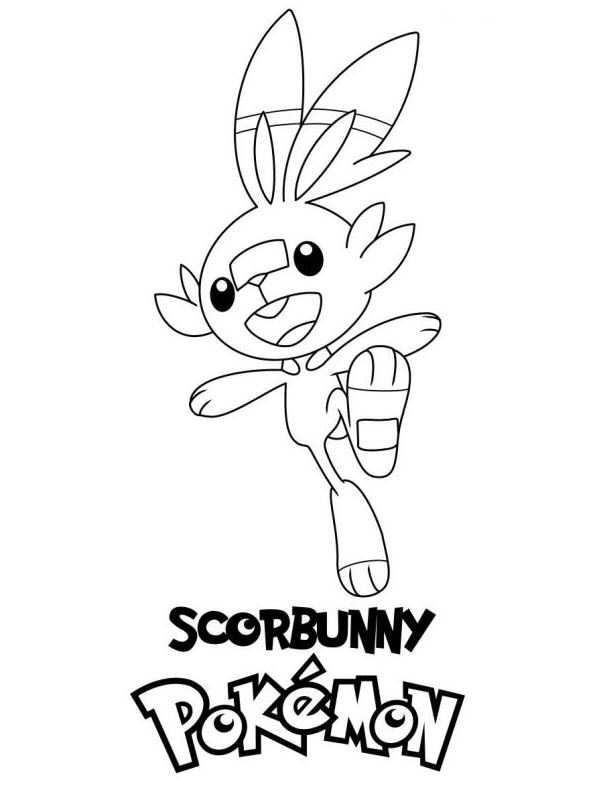 Kids-n-fun.de | Malvorlage Pokemon Sword und Shield Scorbunny