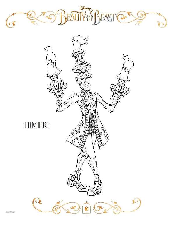 Kidsnfun.de Malvorlage Beauty and the Beast (2017) lumiere