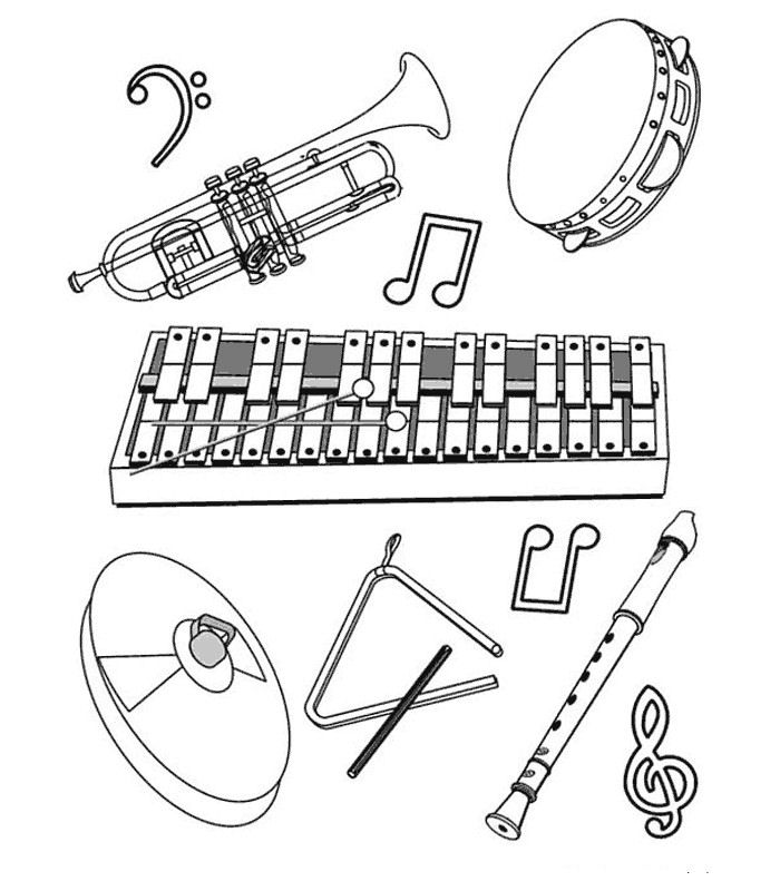 Kids-n-fun.de | Malvorlage Musikinstrumente Musikinstrumente