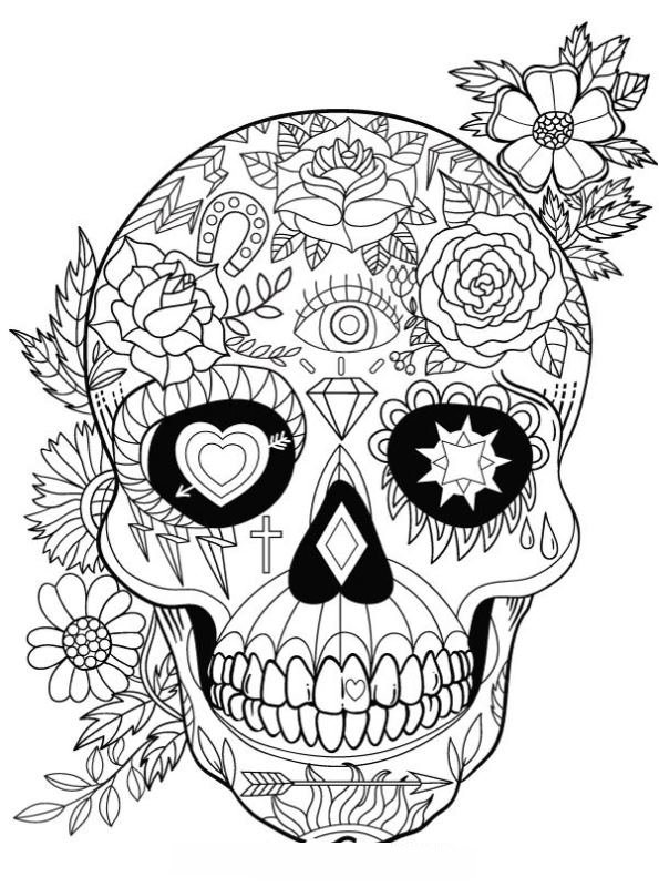 Kidsnfun.de Malvorlage Sugar Skulls Sugar Skulls